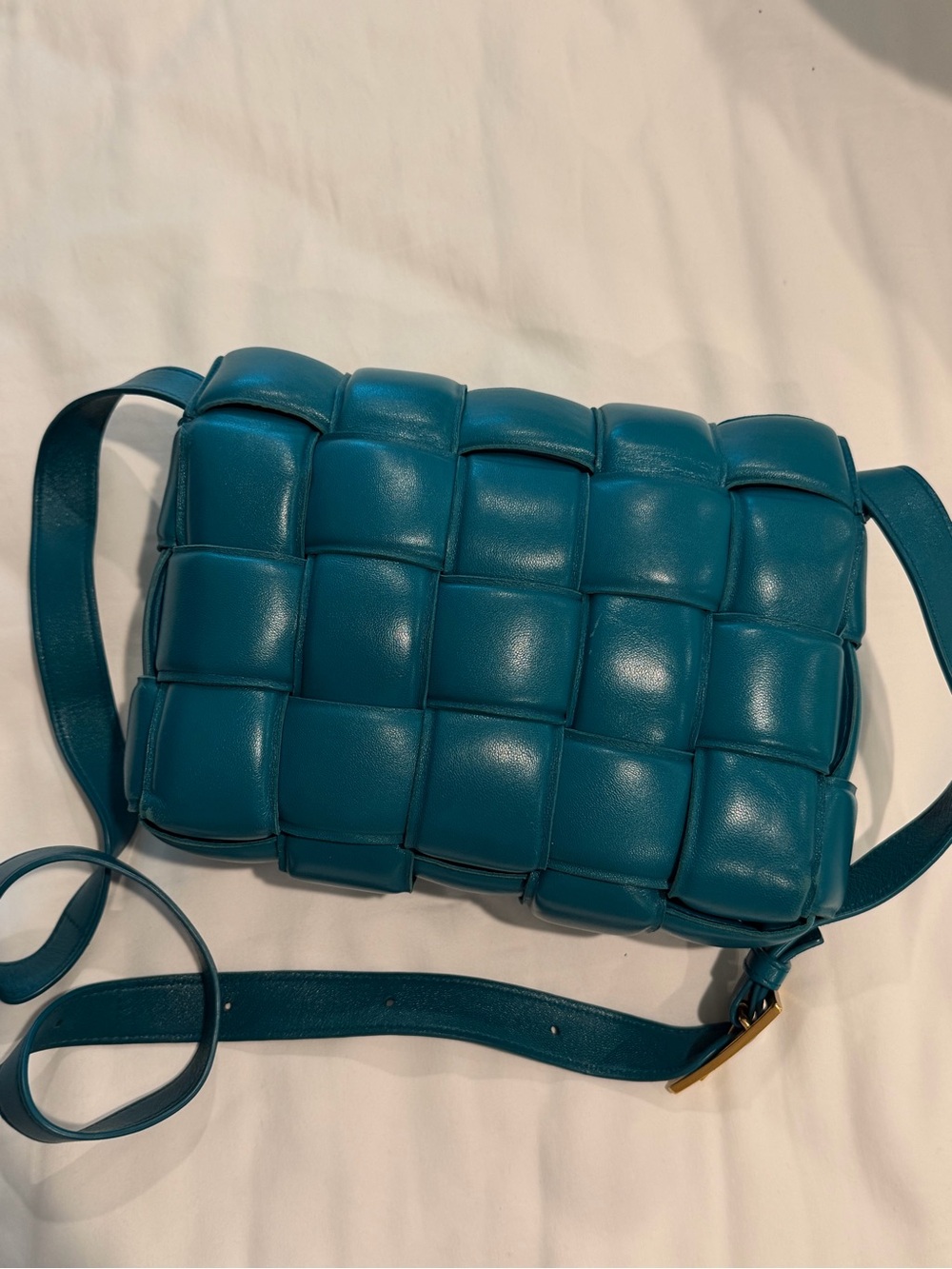 Bottega Veneta Teal Woven Crossbody Shoulder Bag